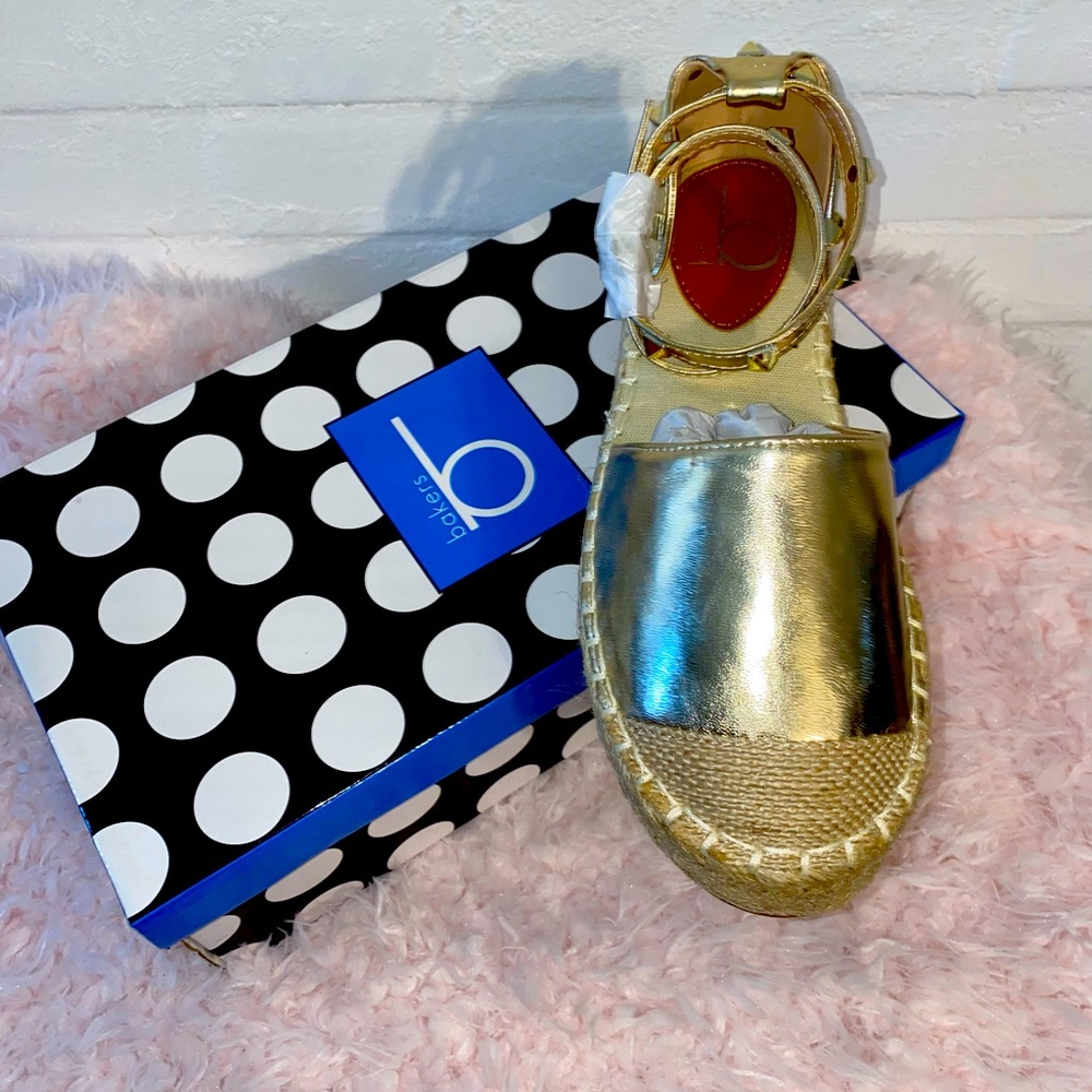 SOLD Bakers closed toe, low espadrille sandal with stud detail. NWT